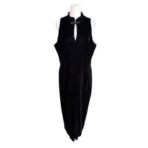 Yves Cossette DEPECHE Mode Dress‎ Women 14 Black Velvet Asian 90s Cocktail Event